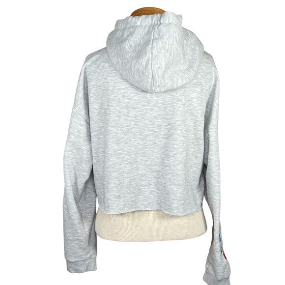 DIVIDED by H & M Cropped Embroidered Hoodie With Raw Hem Oversized M EUC - Picture 6 of 11